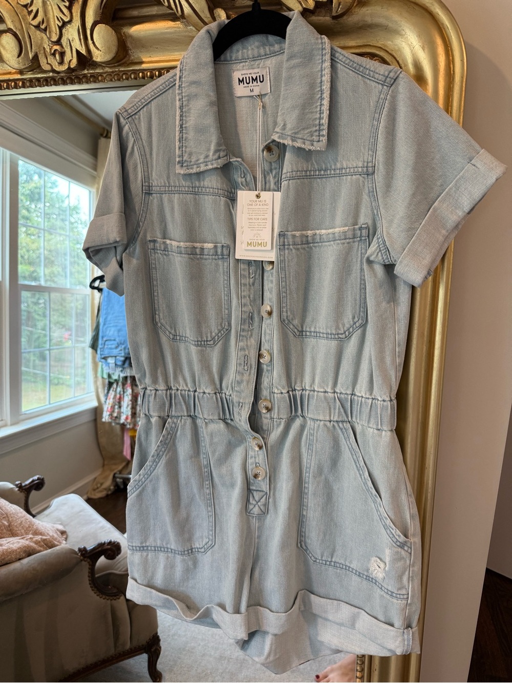 Mumu women’s Light Wash Denim One-Piece